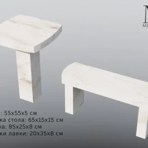 Комплект столик и лавочка в белом цвете